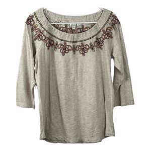 ORVIS Bohemian Embroidered Women's Size Medium Shirt 3/4 Sleeve